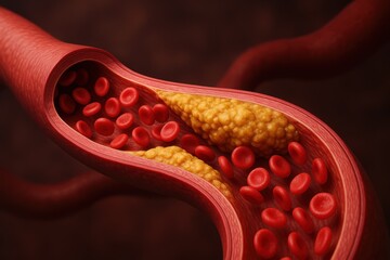 Medical illustration of Atherosclerosis: A detailed medical illustration portrays the complexities of atherosclerosis.