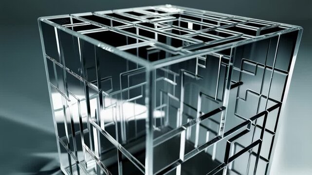 Glass Cube Maze Abstract 3D Animation