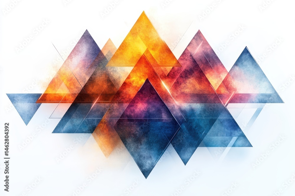 Aufkleber Colorful geometric shapes overlap to create a stunning abstract composition with vibrant tones and dynamic forms in a creative art display