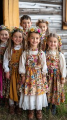 Fototapeta premium Children in traditional costumes