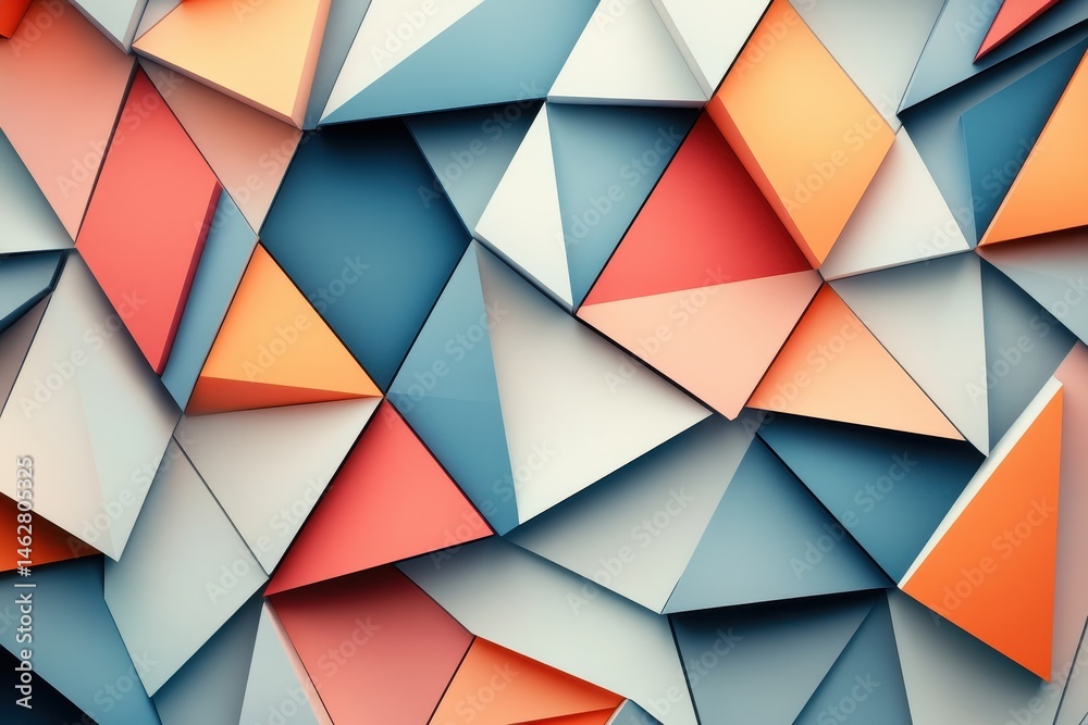 Aufkleber Colorful geometric shapes overlap to create a stunning abstract composition with vibrant tones and dynamic forms in a creative art display