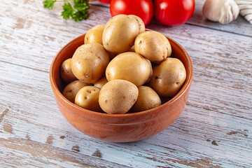 Uncooked raw yellow baby potato