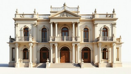 Obraz premium Luxurious Neoclassical Mansion with Symmetrical Facade and Grand Columns