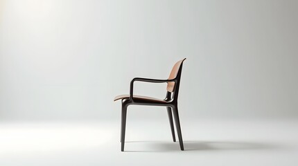A sleek, modern chair featuring a black frame and light beige seat, showcasing minimalistic design and elegance.