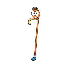 vector illustration of a golf ball with a smile walking stick