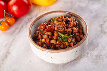 Black eye beans wutg tomato sauce