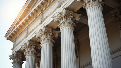 Obraz premium Neoclassical Building Facade with Corinthian Columns and Ornate Capitals