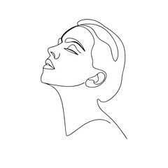 Elegant minimalist artwork of a woman's profile in a graceful continuous line drawing against a plain white background.