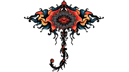 PNG Watercolor Umbrella with Mandala Art Concept