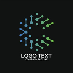 c letter tech creative logo design