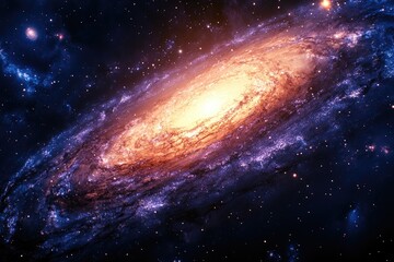 Obraz premium A stunning view of the distant spiral galaxy in deep space