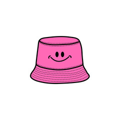 Cartoon Bucket hat. Women's and men's accessories. Vector illustration.