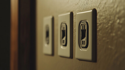 Three Light Switches on a Wall
