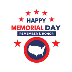 Memorial Day vector Illustration  text.