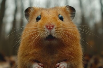 Obraz premium A Surprised Golden Hamster Close Up Portrait