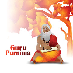Guru purnima festival celebrate with vector illustration