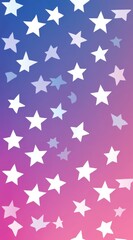 Stars cascading down a vibrant gradient.  White stars of varying sizes and shades against a backdrop of blue, purple and pink