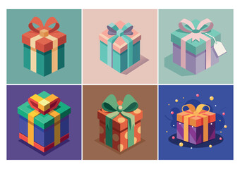 Bright Birthday Gift Box with Sparkling Confetti and Ribbon, Vector Design, perfect for festive birthday cards, party decorations, and digital invitations