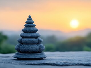 Stone stack at sunrise