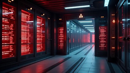 Underground Server Facility Under Emergency Alert – High-Tech Visualization for Control Themes