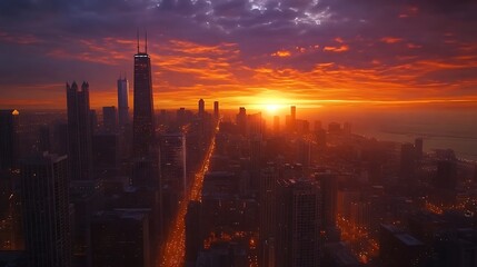 Reflections of sunset cityscape on still water high resolution picture