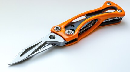 Fototapeta premium Orange pocketknife on white background
