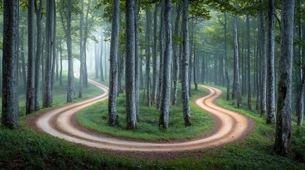 Obraz premium Winding forest path