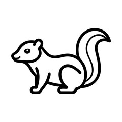 Obraz premium Cute Cartoon Skunk Sitting in Minimalist Line Art Style, icon, vector 
