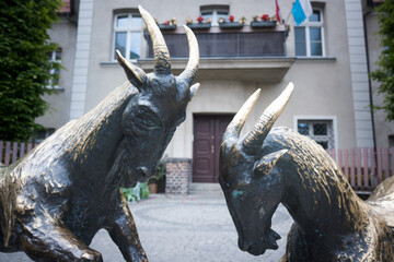 Poznań goats, bronze statues placed on Kolegiacki Square in Poznań.  © Blaszko