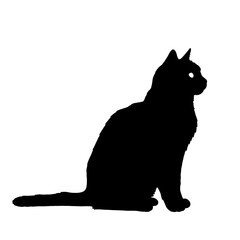 Majestic black cat silhouette elegant pose simple background striking graphic vector art minimalist