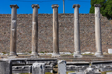 Bergama Asklepion Archaeological Site in Bergama. Izmir, Turkey. Asklepion is healing temple in ancient Greece.
