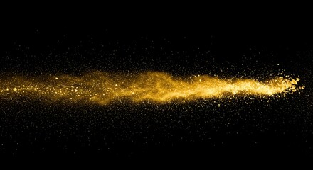 Fototapeta premium Golden Dust Trail Speed Motion Effect - Abstract gold dust trail, fast motion, speed, energy, power. Symbolizing dynamism, innovation, luxury, success, and progress