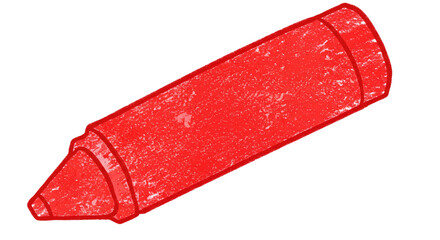 A single red crayon with a textured surface isolated on a black background in a simple illustration