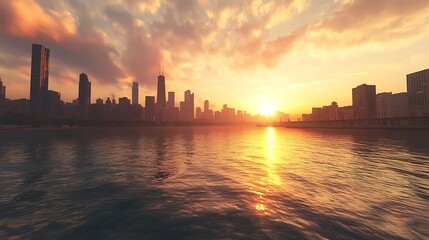 Fototapeta premium Towering buildings sparkle as daylight fades to dusk high resolution picture