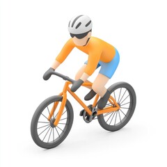 Naklejka premium Cartoon cyclist in motion on a road bike.