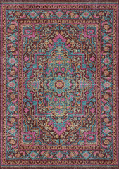 vimtage rug pattern colorful retro carpet