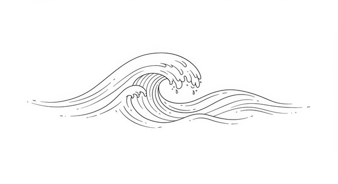Minimalist Wave Tattoo Design - Elegant wave illustration, symbolizing flow, serenity, power, nature, and transformation. Perfect for tattoo design or graphic