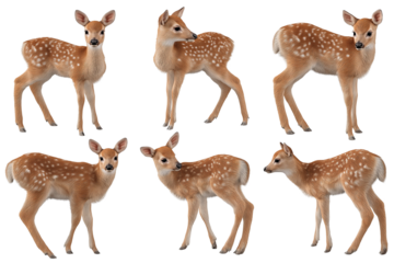 Adorable Whitetail Fawn Collection Six Poses for Design Projects