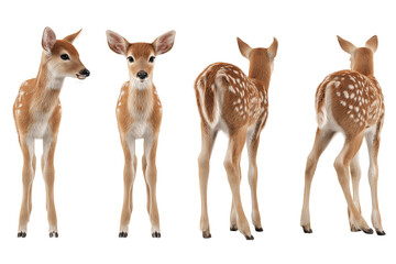 Adorable White-tailed Fawn Four-View Image of a Young Deer
