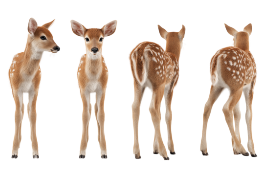 Adorable White-tailed Fawn Four-View Image of a Young Deer