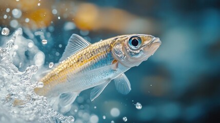 Small fish leaping from water, splash, nature