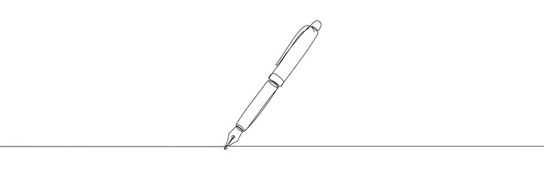 Writing pen continuous one line drawing. Write symbol concept.