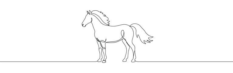 Horse continuous one line drawing. Farm or hippodrome concept.