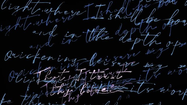 Animated Cursive Handwriting Poetry on Black Background Overlay