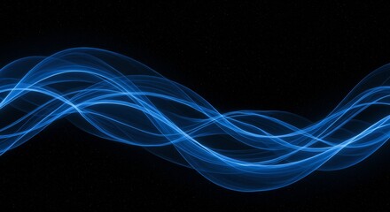 Abstract Blue Wave Background - Smooth, flowing blue waves on a black background. Perfect for websites, presentations, and designs needing a sleek, modern look
