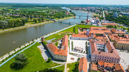 Aerial view of Tvrđa (Fortress), Osijek – a stunning Baroque fortress complex showcasing...