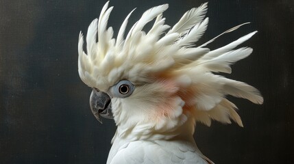 White Cockatoo Profile, Studio Shot, Feathered Crest