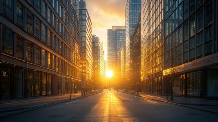 Fototapeta premium Golden hour cityscape