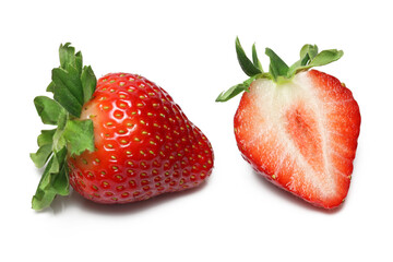 Fresh ripened Strawberries close-up on white