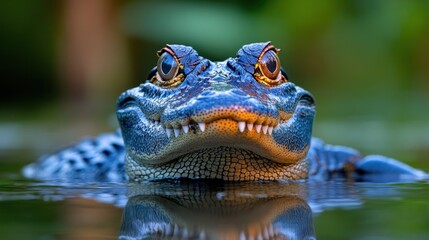 Young alligator in swamp, facing camera, wildlife
